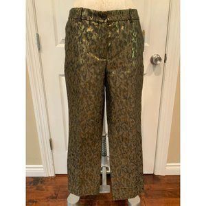 Michael Kors Collection Brown & Metallic Gold Patterned Pants, Size 12 (US)